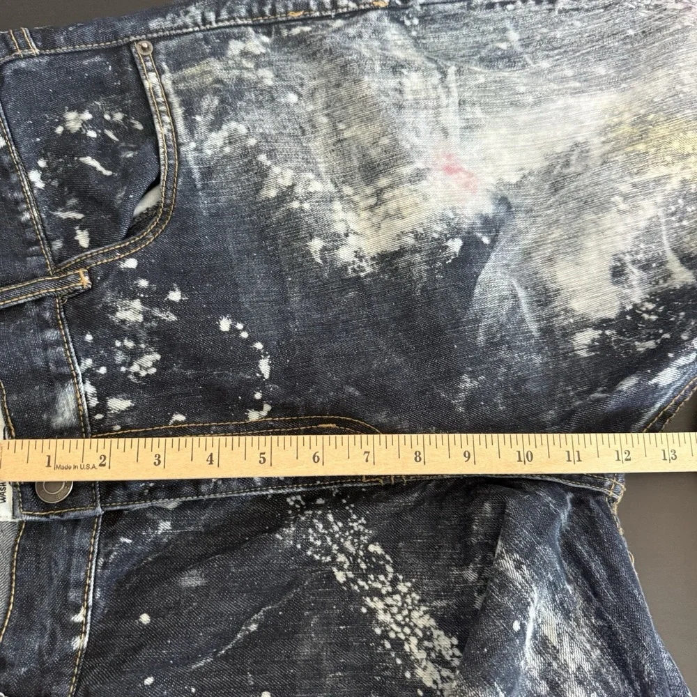 LAB Liberation A Bleu Jeans 40x32 Mens Slim Straight Distressed Splatter Bleach‎